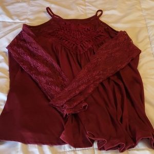 Lace neck/arm top